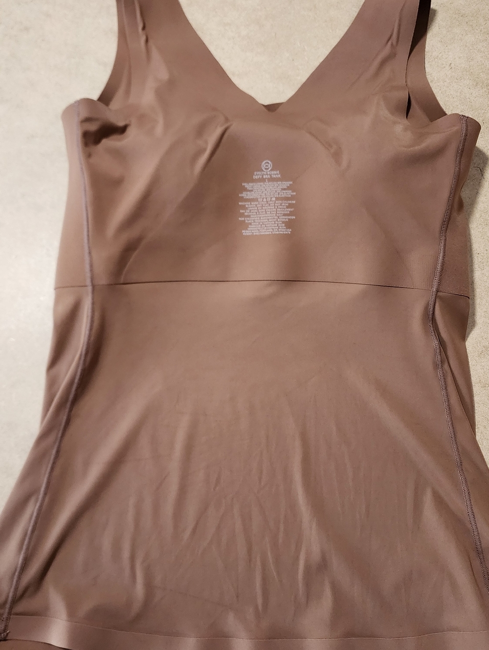 Evelyn Bobbie Defy Bra Tank Brown Seamless Built In Bra Removable Cups Large - Picture 3 of 5